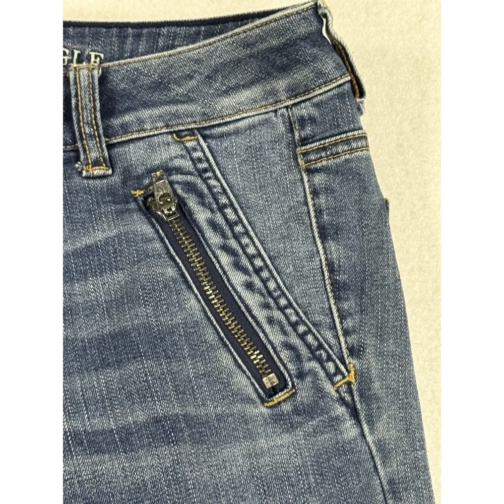 American Eagle Jegging Ankle Jeans Women's Size 2 Super Stretch Moto Zipper - Picture 5 of 14